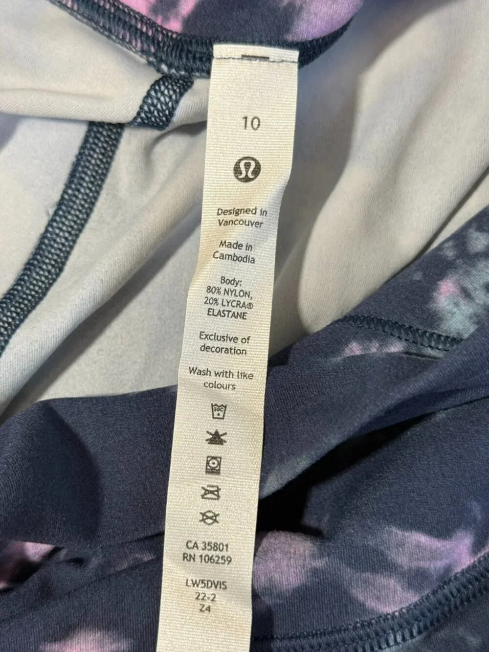Lululemon Wunder Under Leggings Navy Purple Tie Dye High Rise Sz 10